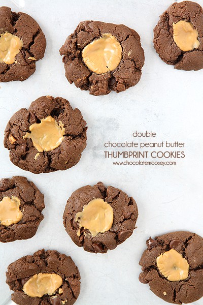 Double Chocolate Peanut Butter Thumbprint Cookies