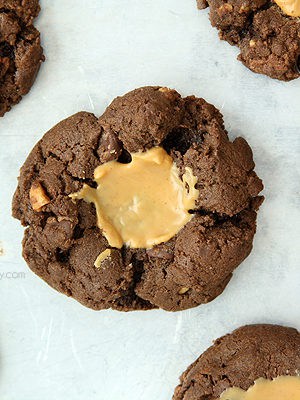 Double Chocolate Peanut Butter Thumbprint Cookies