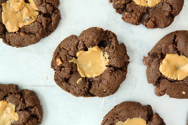 Double Chocolate Peanut Butter Thumbprint Cookies