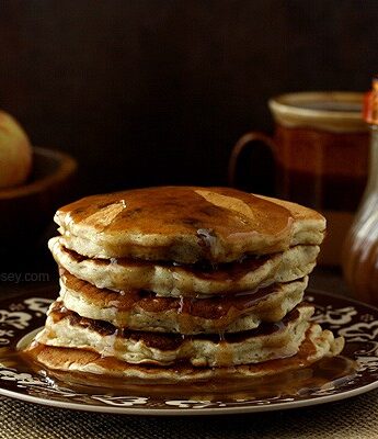 Apple Sausage Pancakes with Apple Cider Syrup | www.chocolatemoosey.com