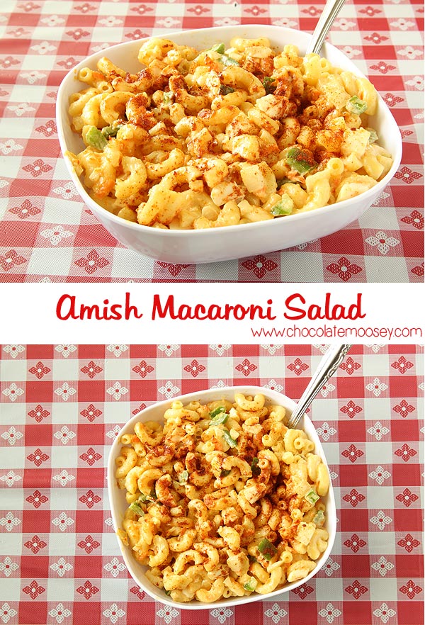 Collage of two Amish macaroni salad photos