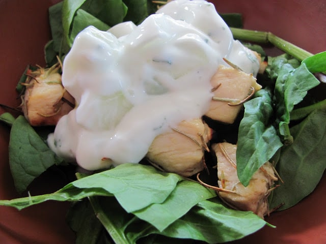 Greek Chicken Salad with Cucumber Dressing from www.chocolatemoosey.com Greek Chicken Salad with Cucumber Dressing