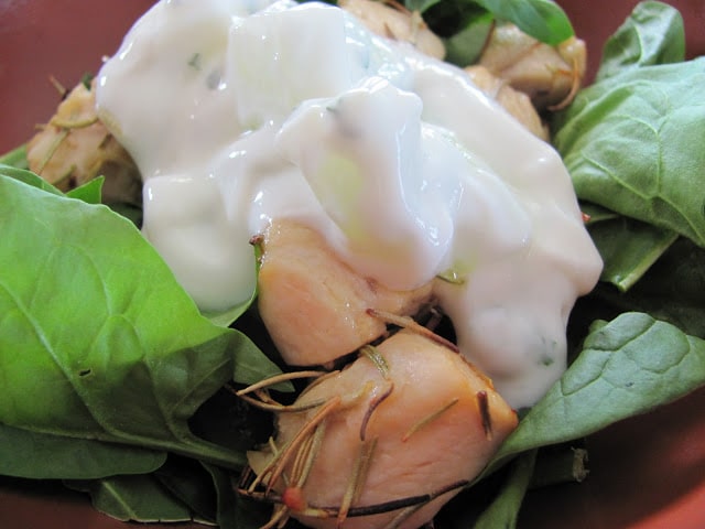 Greek Chicken Salad with Cucumber Dressing from www.chocolatemoosey.com Greek Chicken Salad with Cucumber Dressing