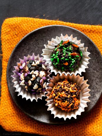 Close up of chocolate truffles