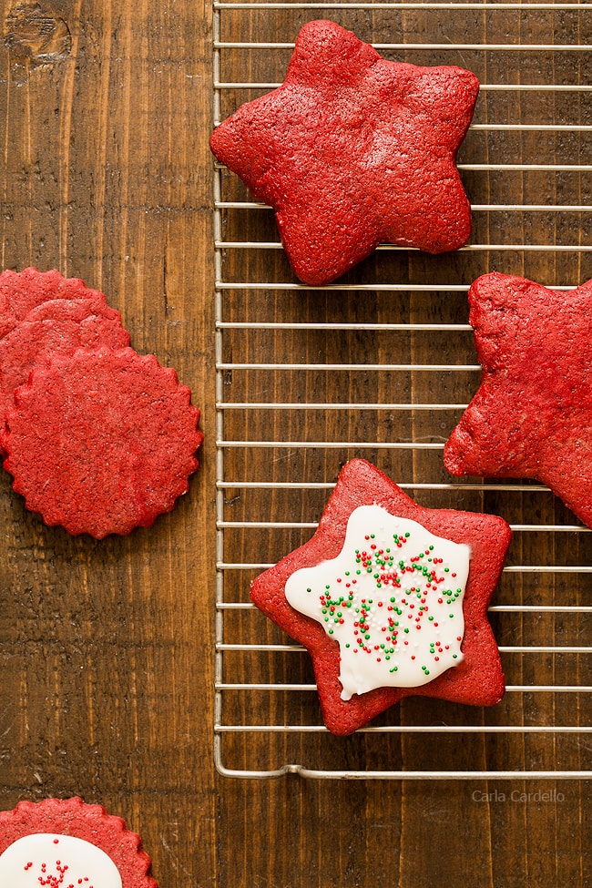 Red Christmas Cookies with eggless royal icing