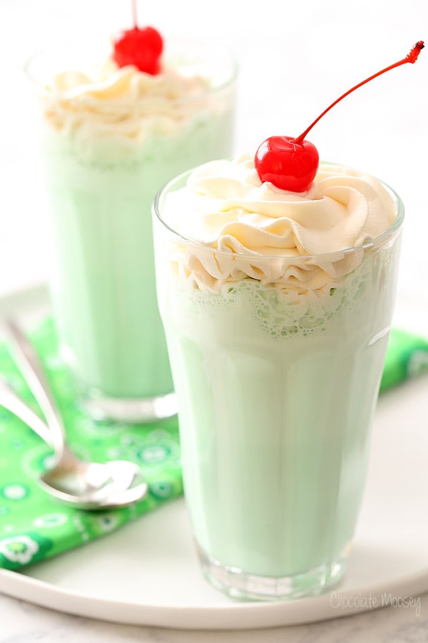 Copycat McDonald's Shamrock Shake with optional Irish Cream Whipped Cream