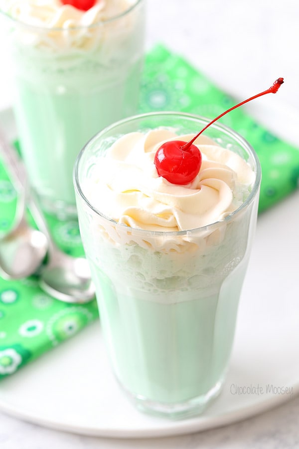 Copycat McDonald's Shamrock Shake with optional Irish Cream Whipped Cream