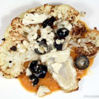 Cauliflower Steaks with Olive Relish and Tomato Sauce