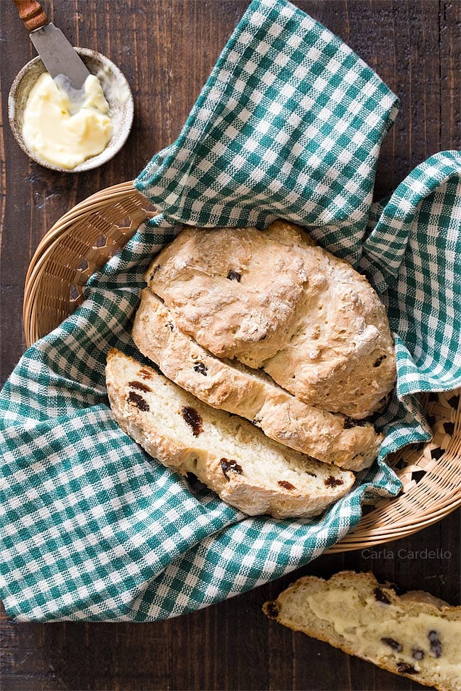 Sliced Mini Irish Soda Bread in bread basket