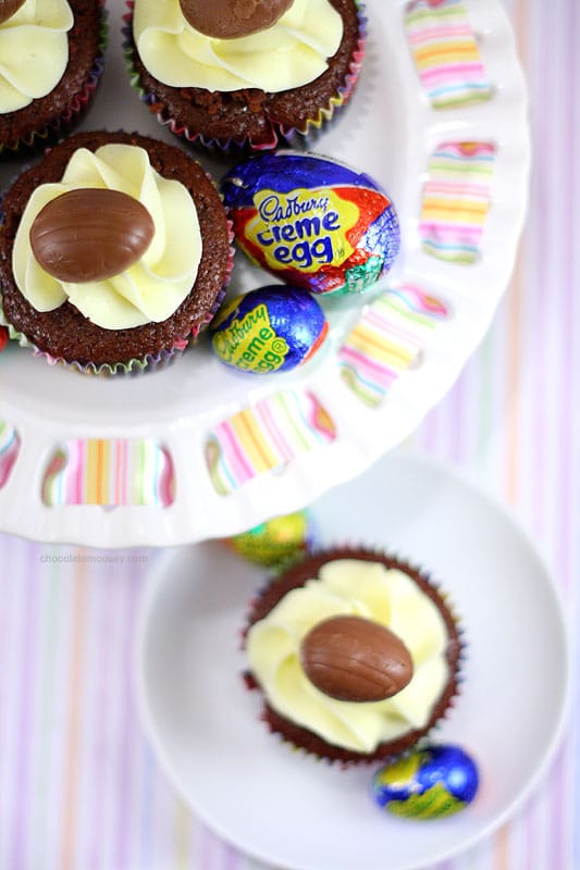 Cadbury Creme Egg Cupcakes | www.chocolatemoosey.com