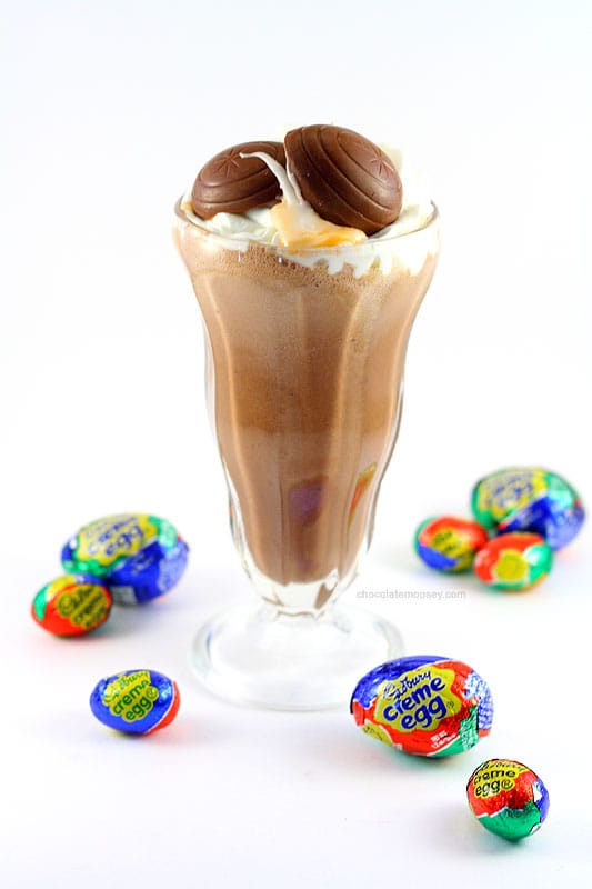 Your favorite Cadbury creme egg dessert in milkshake form! Chocolate ice cream and homemade fondant cream blended together for a sinful Cadbury Creme Egg Milkshake, just in time for Easter.