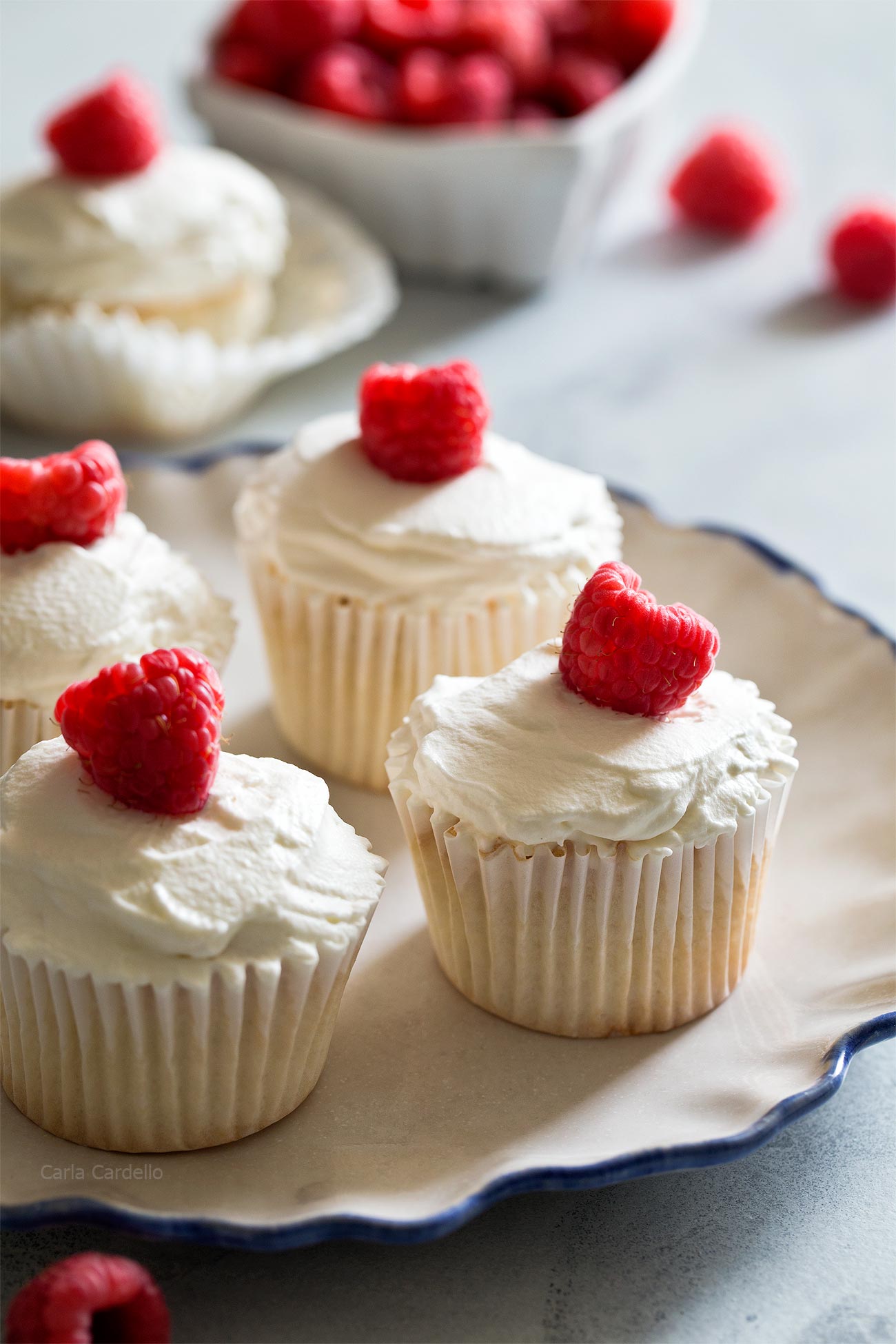 Angel Food Cake Cupcakes on white plate