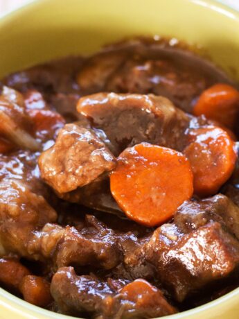 Close up of hearty Guinness beef stew