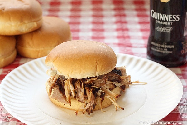 Guinness Pulled Pork Sandwiches made without a slow cooker