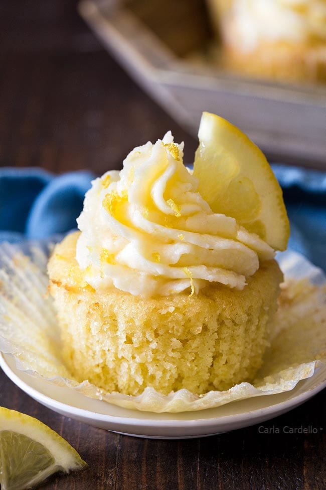 Close Up Of Unwrapped Lemon Cupcake