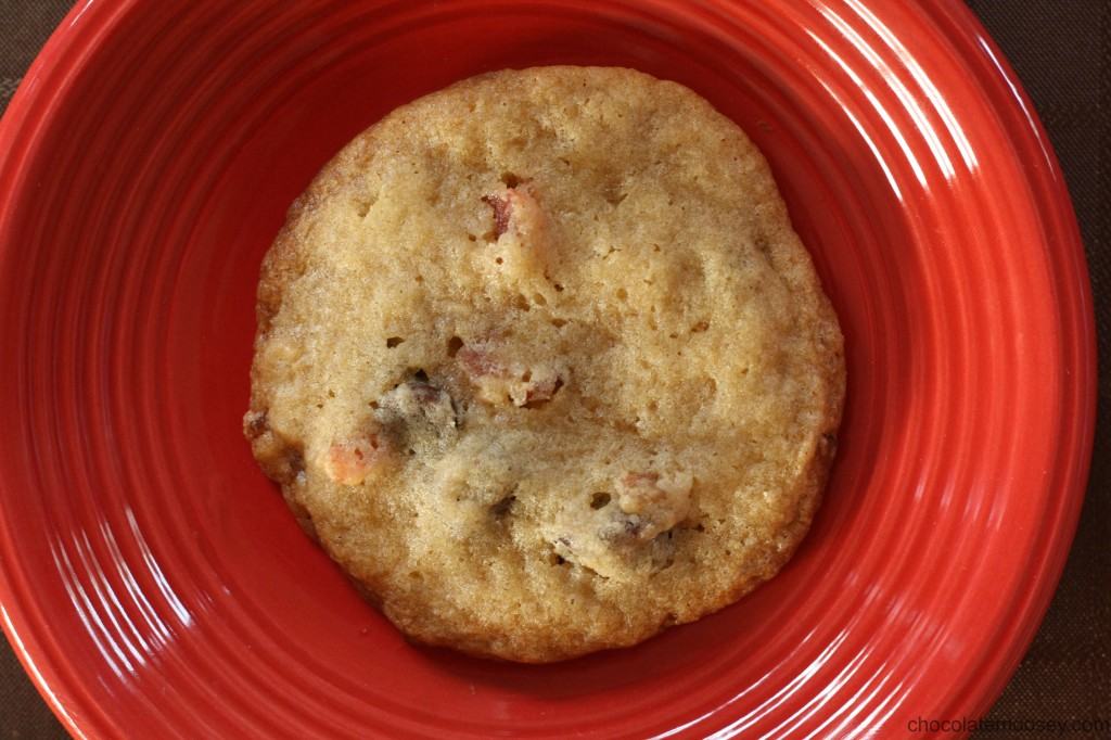 Bacon and Dried Cherry Chocolate Chip Cookies from www.chocolatemoosey.com