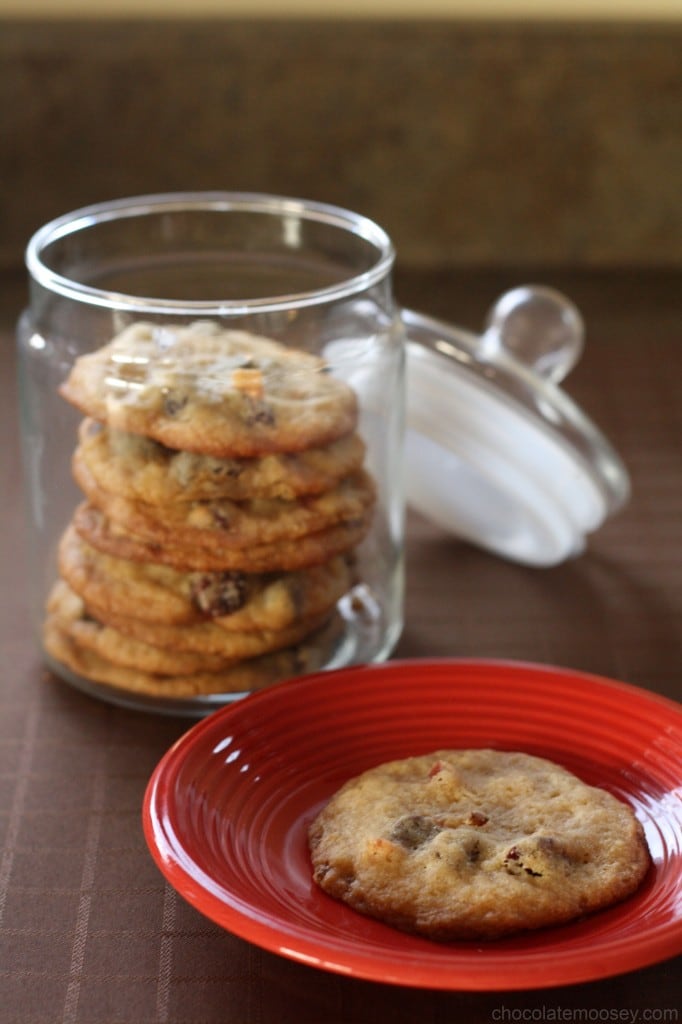 Bacon and Dried Cherry Chocolate Chip Cookies from www.chocolatemoosey.com