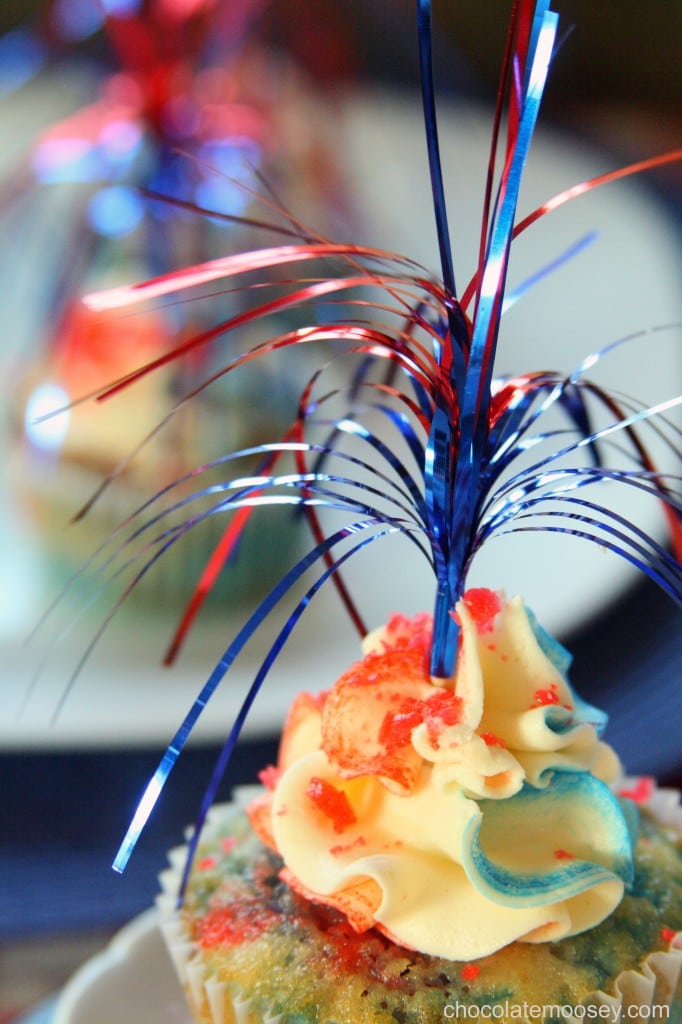 Red, White, and Blue Firecracker Cupcakes