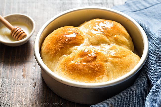 Small Batch Dinner Rolls with honey butter