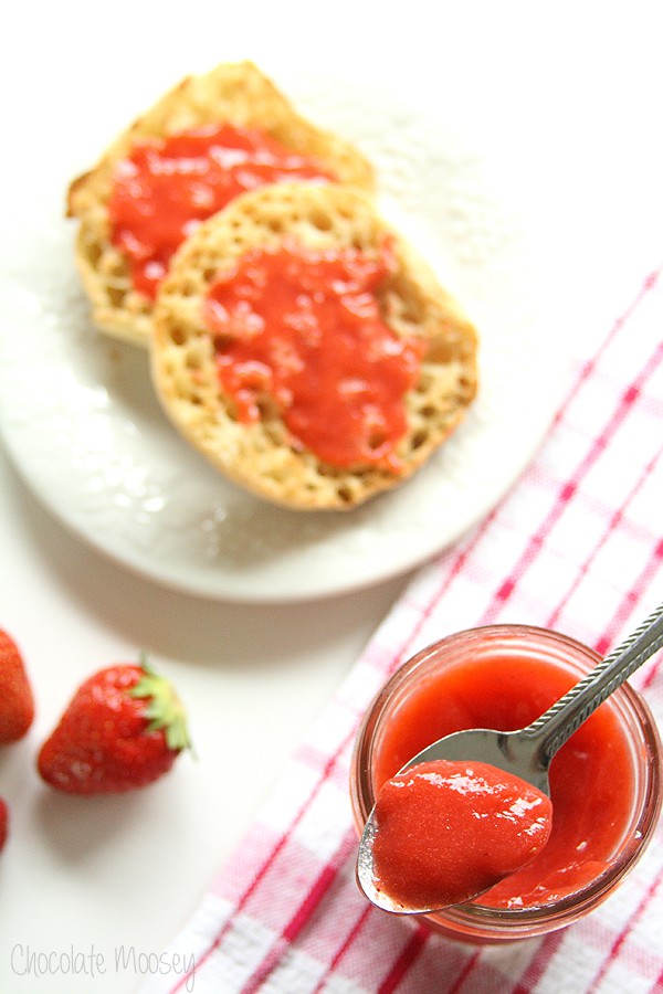 Strawberry curd on English muffins