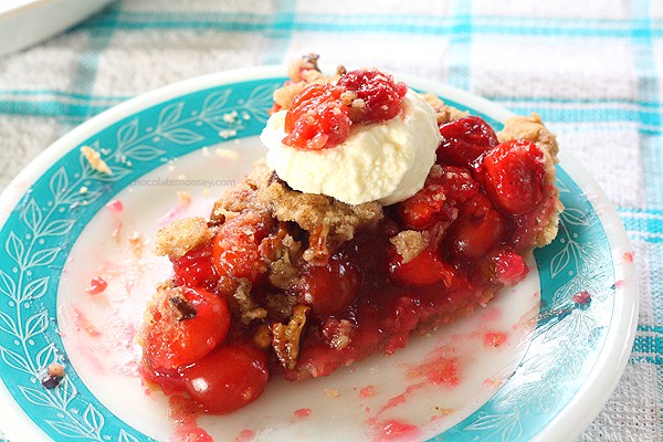 Cinnamon Pecan Cherry Pie | www.chocolatemoosey.com