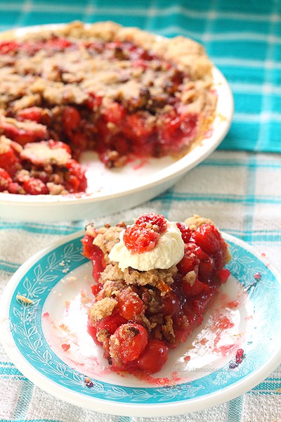 Cinnamon Pecan Cherry Pie | www.chocolatemoosey.com