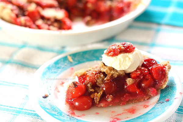 Cinnamon Pecan Cherry Pie | www.chocolatemoosey.com