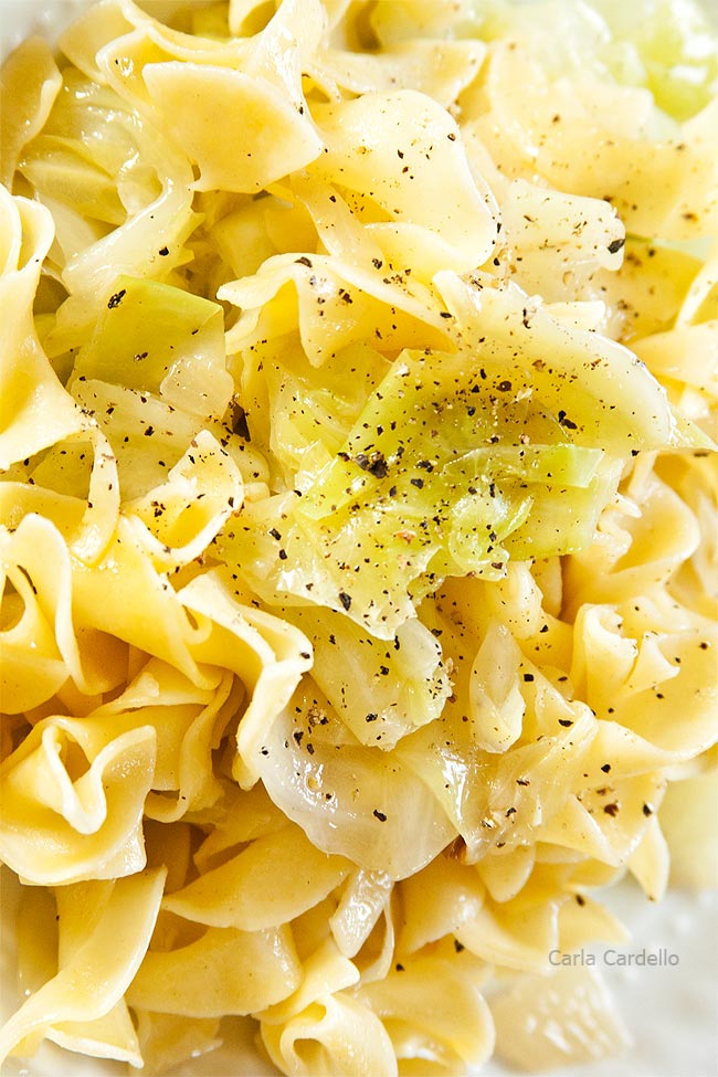 Close up of cabbage and noodles