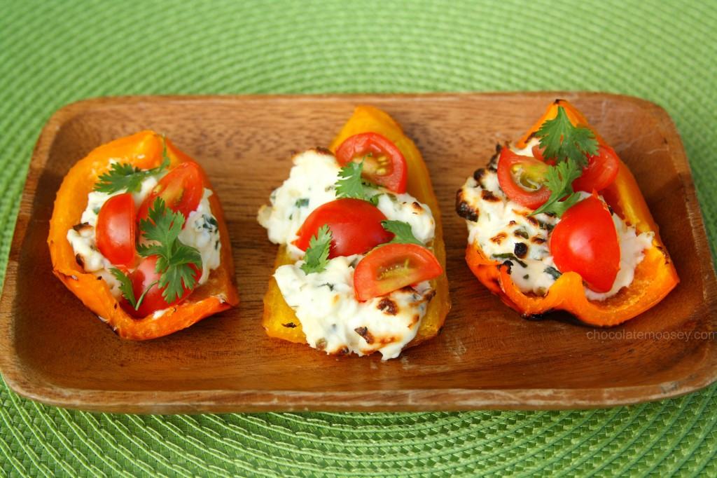 Herbed Cream Cheese Grilled Bell Pepper Boats