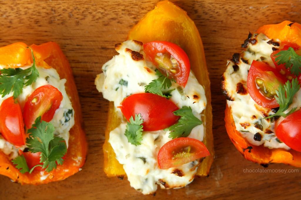 Herbed Cream Cheese Grilled Bell Pepper Boats