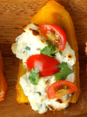 Herbed Cream Cheese Grilled Bell Pepper Boats