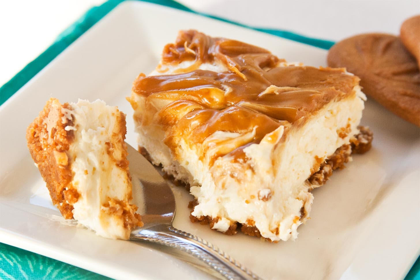 No Bake Biscoff Cheesecake with spoon