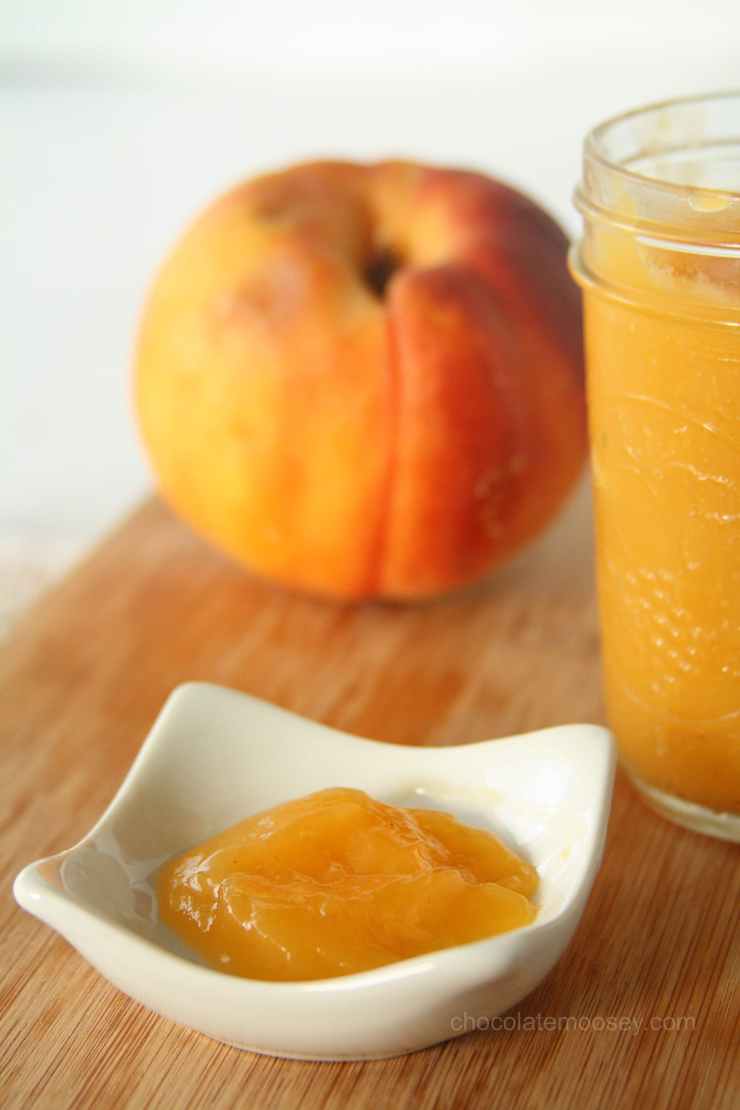 Peach Curd in a white bowl