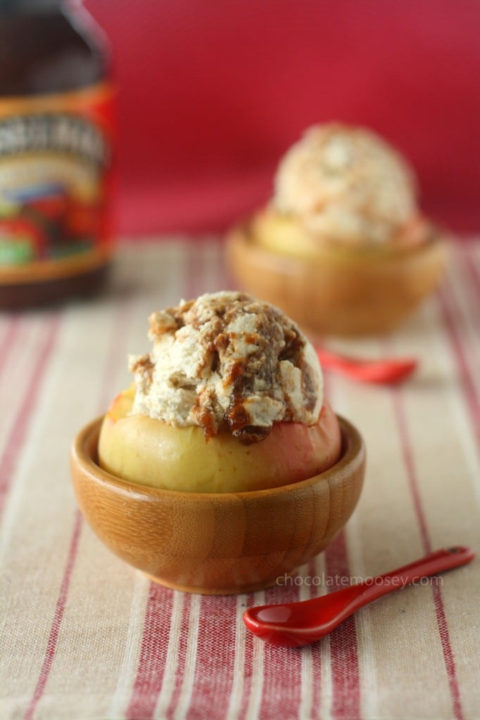 Apple Butter Cheesecake Ice Cream in Apple Bowls