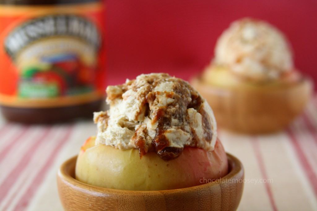 Apple Butter Cheesecake Ice Cream in Apple Bowls