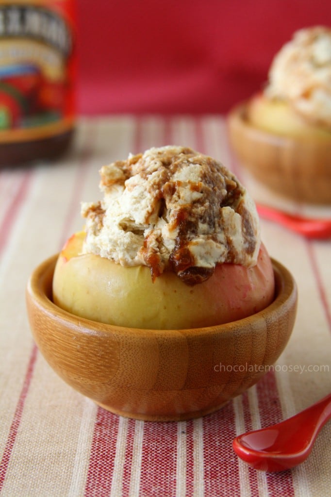 Apple Butter Cheesecake Ice Cream in Apple Bowls from www.chocolatemoosey.com Apple Butter Cheeseake Ice Cream in Apple Bowls