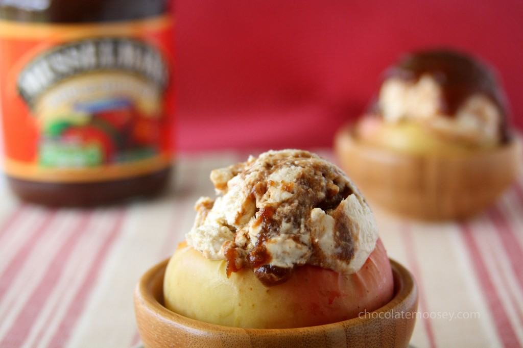 Apple Butter Cheesecake Ice Cream in Apple Bowls
