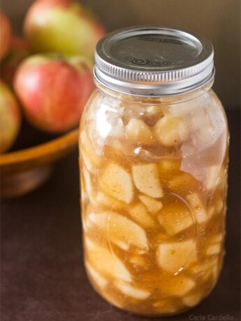 Apple pie filling in mason jar