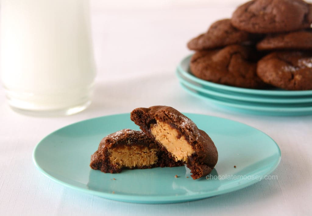 Peanut Butter-Stuffed Chocolate Cookies from www.chocolatemoosey.com Peanut Butter-Stuffed Chocolate Cookies