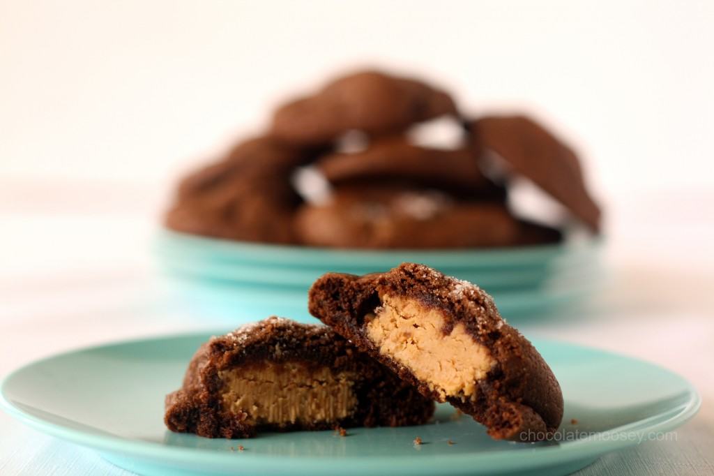 Peanut Butter-Stuffed Chocolate Cookies from www.chocolatemoosey.com Peanut Butter-Stuffed Chocolate Cookies