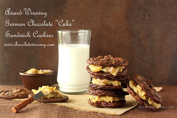 Award Winning German Chocolate Cake Sandwich Cookies from www.chocolatemoosey.com Award Winning German Chocolate Cake Sandwich Cookies
