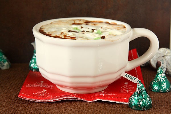 Cherry Cordial and Mint Truffle Kiss Hot Chocolate with Marshmallow Whipped Cream