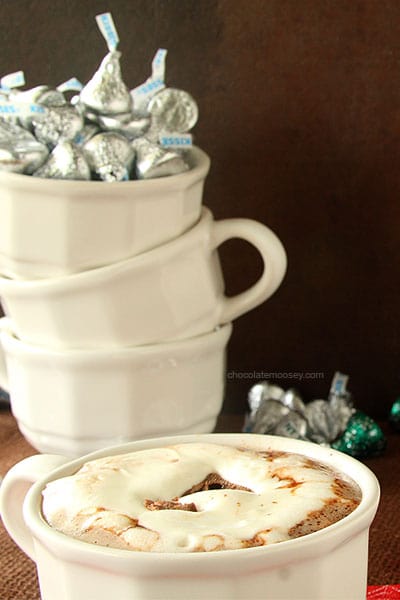 Cherry Cordial and Mint Truffle Kiss Hot Chocolate with Marshmallow Whipped Cream