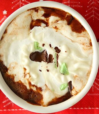 Cherry Cordial and Mint Truffle Kiss Hot Chocolate with Marshmallow Whipped Cream