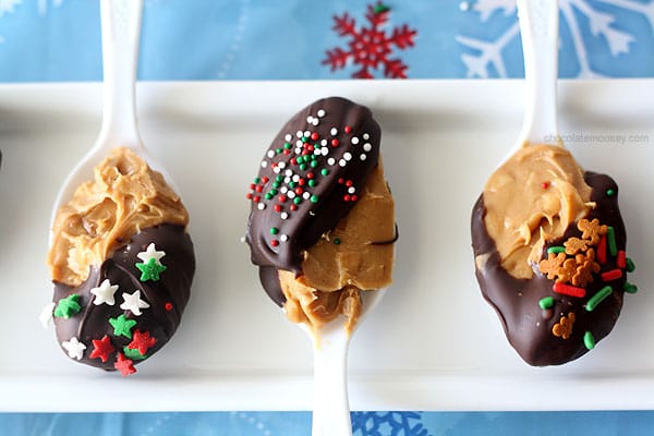 Chocolate Peanut Butter Hot Chocolate Spoons