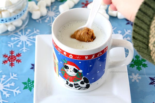 Chocolate Peanut Butter Hot Chocolate Spoons