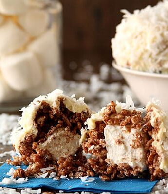 Big Rice Crispy Treat Snowballs