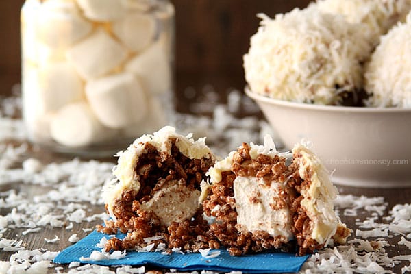 Big Rice Crispy Treat Snowballs