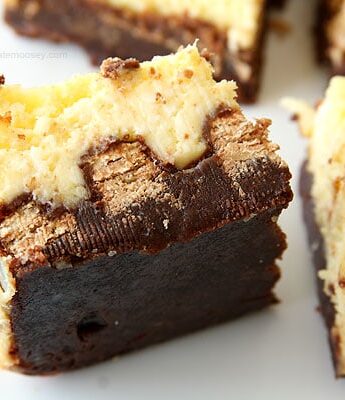 Kit Kat Cheesecake Brownies from www.chocolatemoosey.com