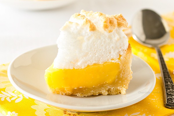 Close up of mini lemon pie slice